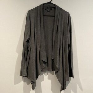 Solid Gray Sociology Long Sleeve Cardigan-Loose Fitting-Stretch-Size Extra Large